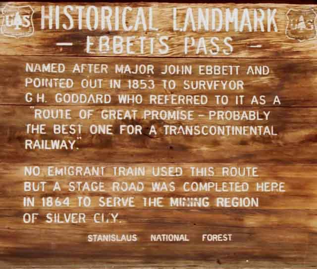 Ebbetts Pass Historical Landmark by the Stanislaus National Forest